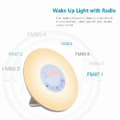 Dagaanbieding - Wake-up light met LED - Wit, met 6 natuurlijke wekgeluiden, lichtsimulatie bij zonsopkomst en FM-radio dagelijkse aanbiedingen